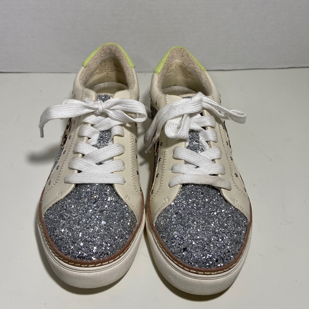 Crown Vintage Cream and Silver Glitter Sneakers